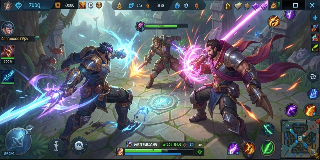 Gambaran gameplay menarik 700Q dalam pertempuran MOBA.