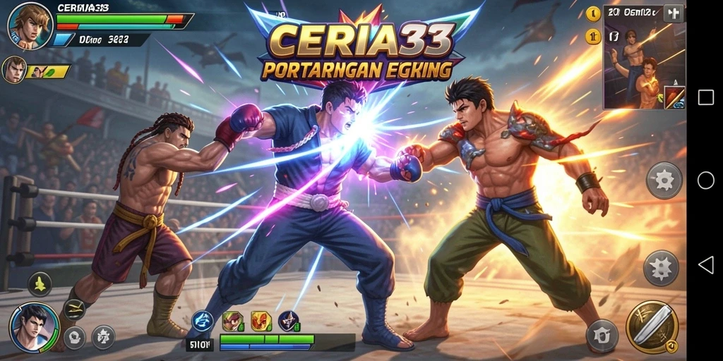 Tampilan gameplay CERIA33 yang penuh aksi dan pertarungan seru.
