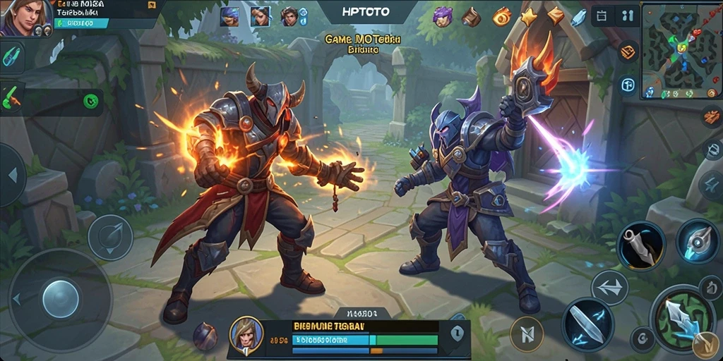 Screenshot HPTOTO menampilkan aksi seru dalam pertempuran MOBA.