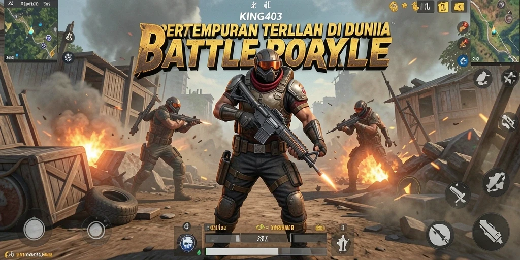 Tangkapan layar KING403 yang menampilkan aksi seru dalam pertempuran Battle Royale.