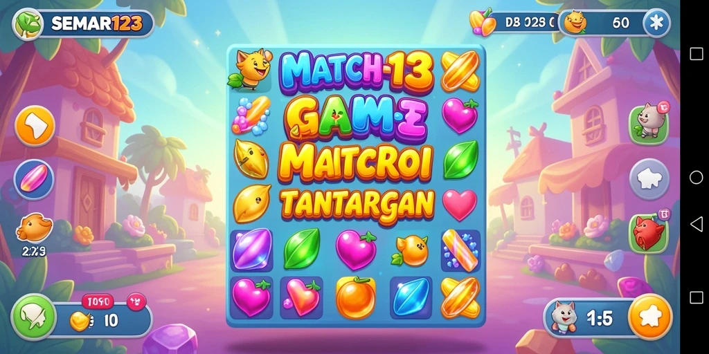 Tampilan gameplay menarik dari SEMAR123 saat mencocokkan item Match-3.