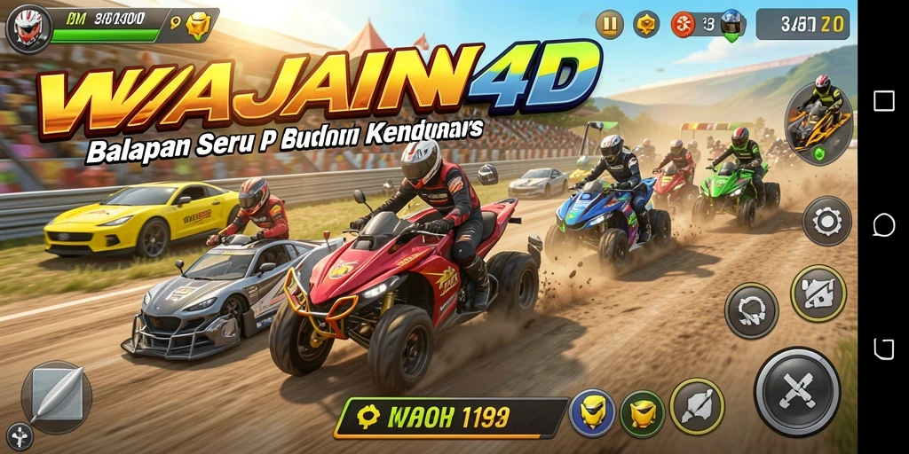 Tangkapan layar WAJAN4D menunjukkan aksi balapan yang mendebarkan dan grafis memukau.